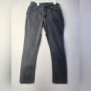 Lee Easy Fit Jeans Black Denim Cotton Dark Wash Skinny Leg Slim Women's Size 14